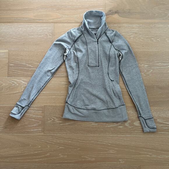 Lululemon Think Fast Pullover Mini Check Pique White Heathered Slate sz 4 - Picture 4 of 7